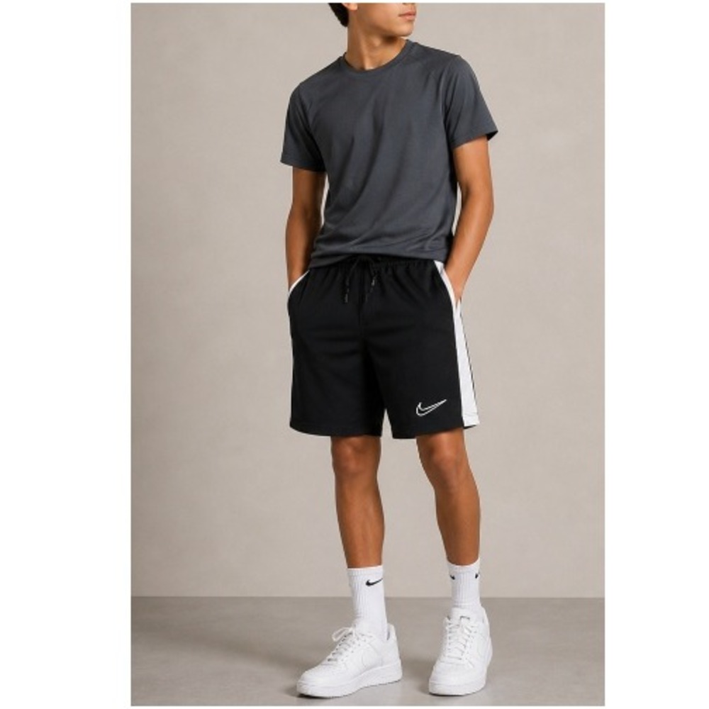 Nike Dri-FIT Academy Kids' Black White Side Stripe Football Shorts Size XL